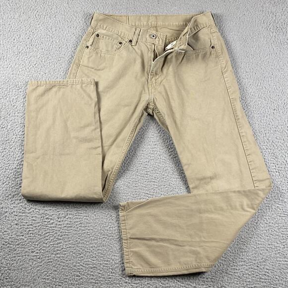 Levi's 505 Regular Straight Leg Jeans Men's 32x32 Beige Causal Streetwear - Picture 7 of 10